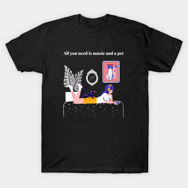 All you need is music and a pet T-Shirt by InkBlitz